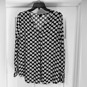 Ann Taylor Dark Navy Poppy Blouse